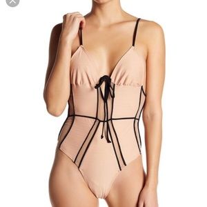 NWT For Love and Lemons Nude Swim Suit One Piece